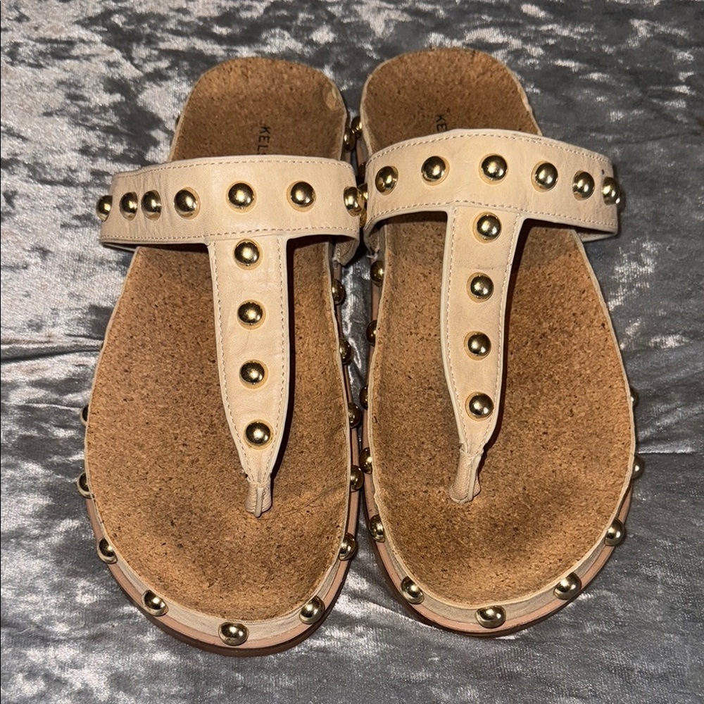 Kelsi Dagger Studded Beige Sandals Size 8